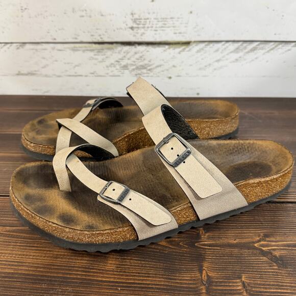 Birkenstock Mayari Sandals beige leather size 41 EUC - Picture 5 of 5